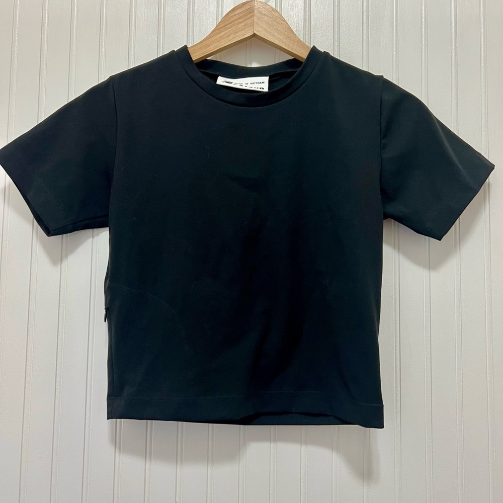 S Staud x New Balance Black Compression Top with built-in shelf bra